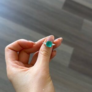 Silver ring (Size EUR- 17) measurements are shown on the photo